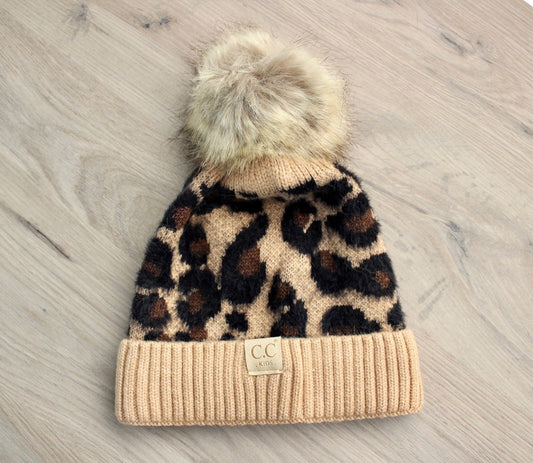 Kids Faux Fur Single Pom Beanie